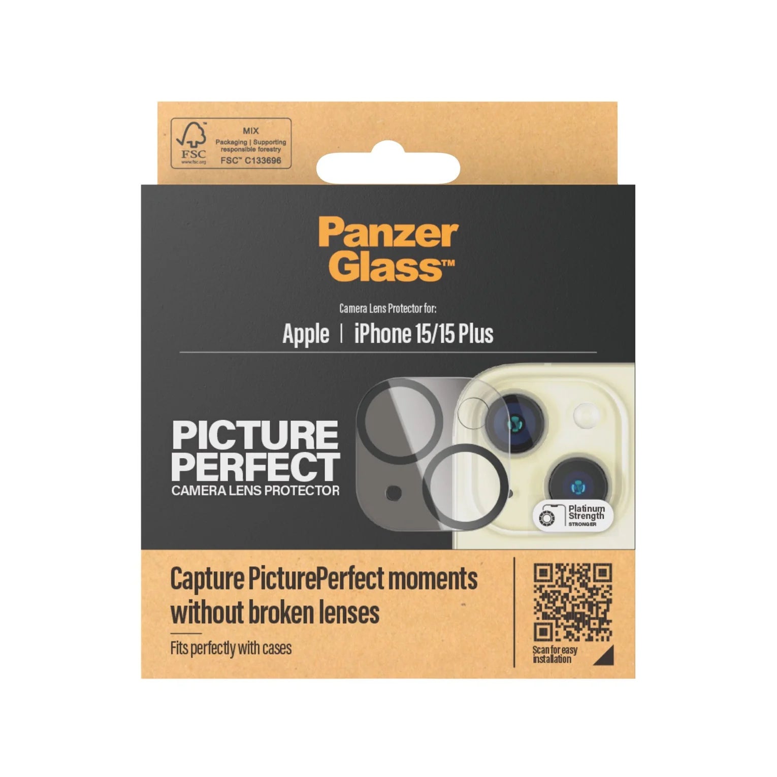 Panzer Glass camera lens protector for iphone 15/15 plus - New