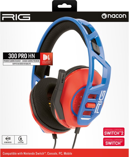 NACON RIG 300 PRO HN PREMIER GAMING HEADSET - RED/BLUE - GRADE 1