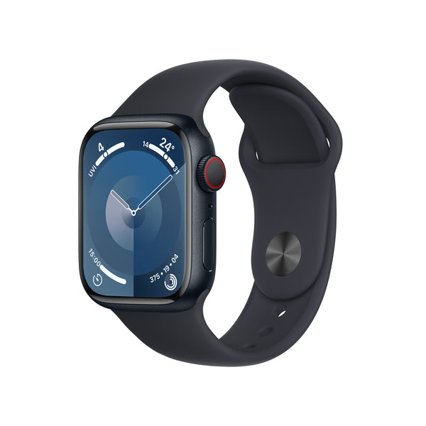 Apple Watch S9 GPS + CELL. 41MM - Midnight Alum. case w/ Midnight Sport Band - S/M - Grade 1