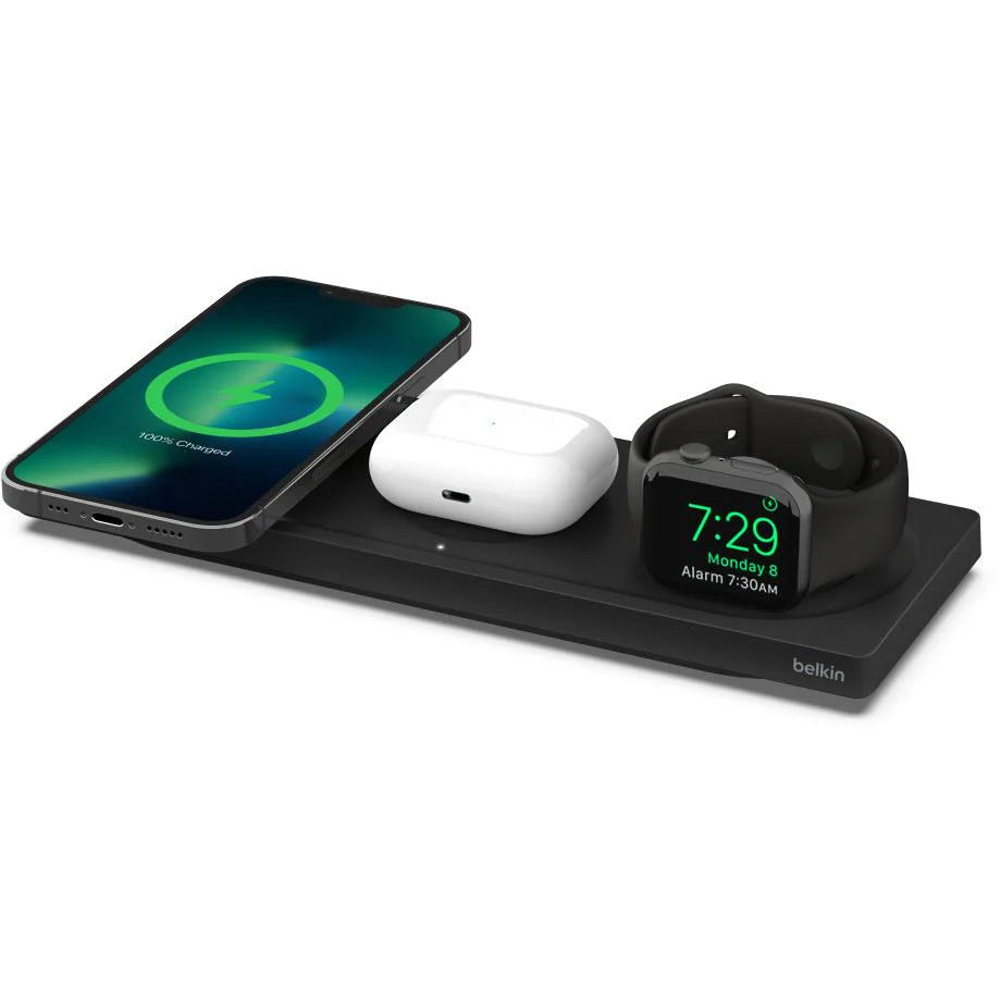 3-IN-1 WIRELESS CHARGING PAD WITH MAGSAFE - BLACK - NEW