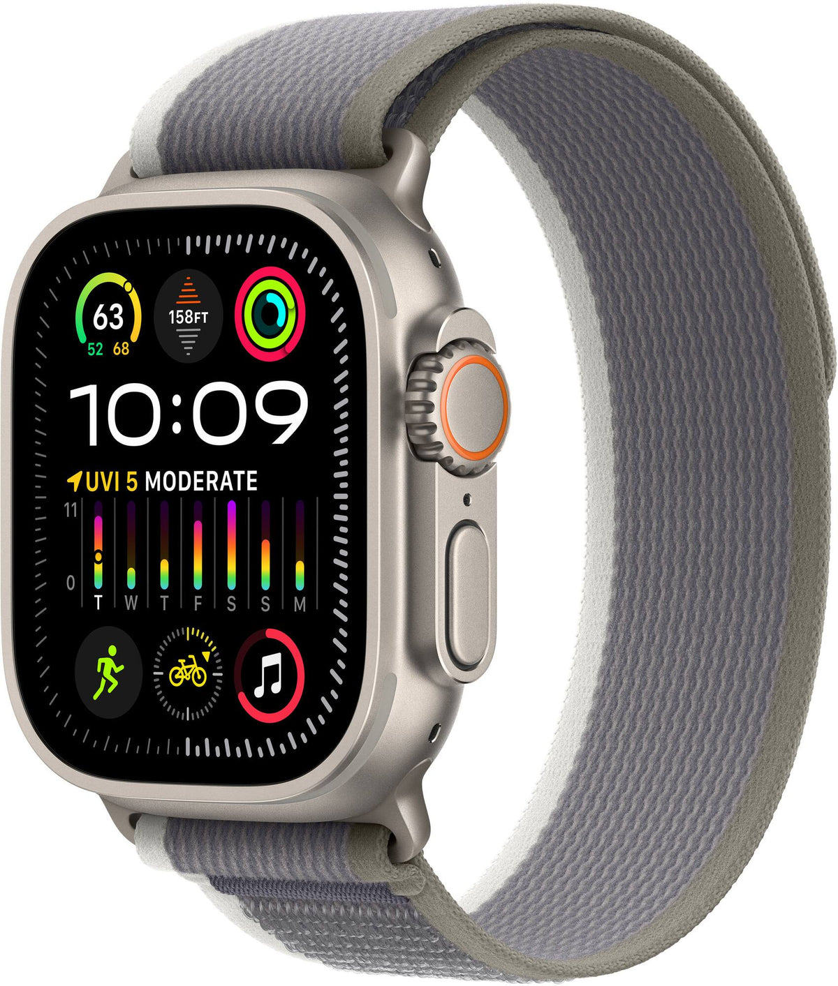 APPLE WATCH ULTRA 2 GPS + CELLULAR 49MM - TITANIUM CASE WITH GREEN/GREY TRAIL LOOP - M/L - GRADE 1