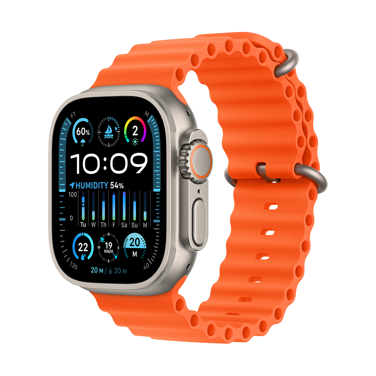 Apple Watch Ultra 2 GPS + CELL. 49MM - Titanium case w/Orange Ocean Band - Grade 2