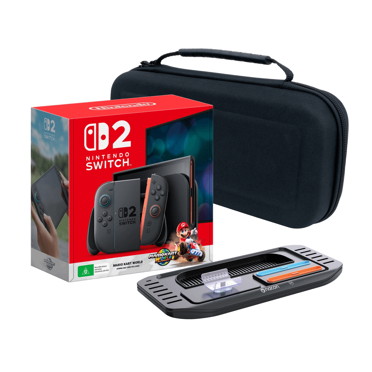 NINTENDO SWITCH 2 NACON BUNDLE WITH MARIO KART WORLD - NEW